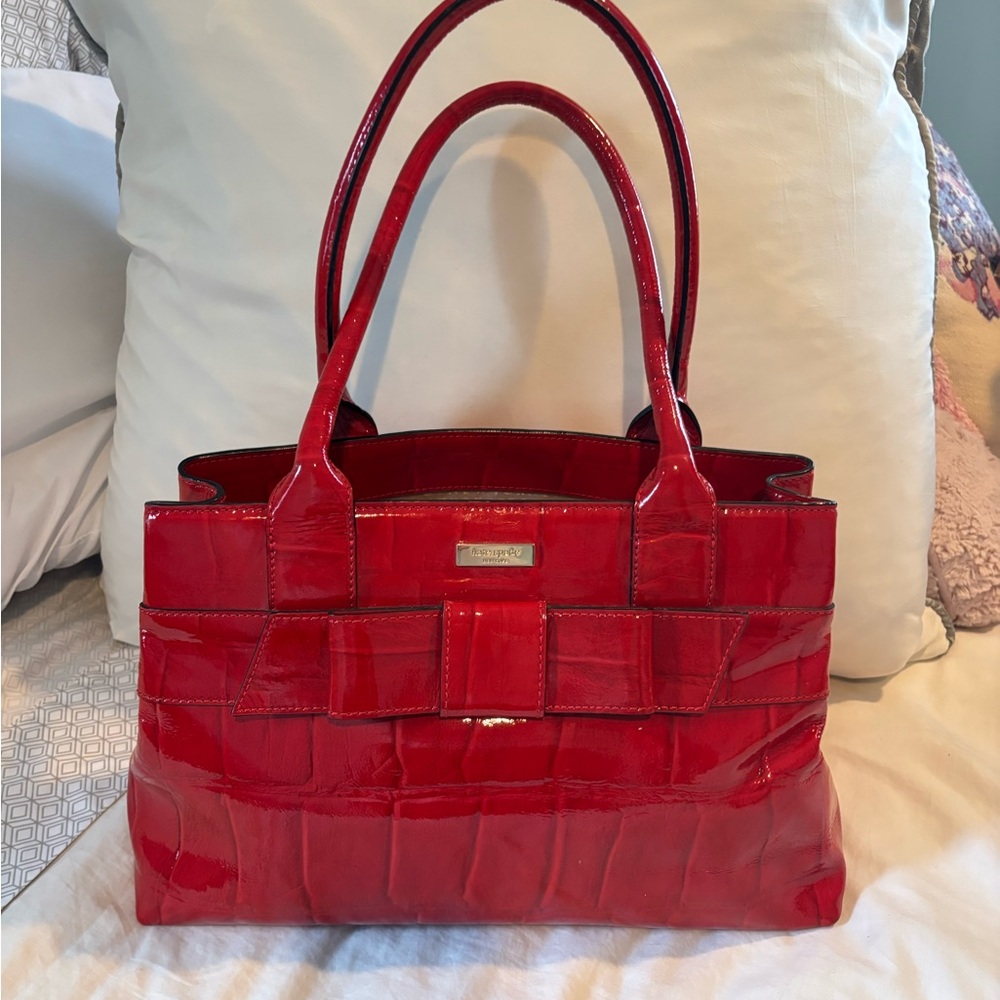 Kate Spade Large Red Patent Leather Croc Embossed Tote NWOT
